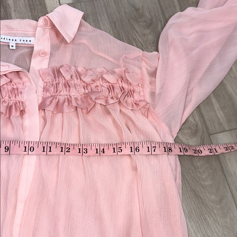 Endless Rose chiffon button down pink blouse size medium - Picture 7 of 7